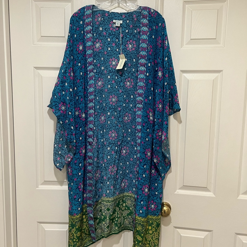 Sundance Teal & Pink Floral Swim Coverup - Picture 5 of 12